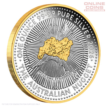 2026 Perth Mint 1oz Silver Proof Gilded Coin - 40t h Anniversary of the Australian Nugget
