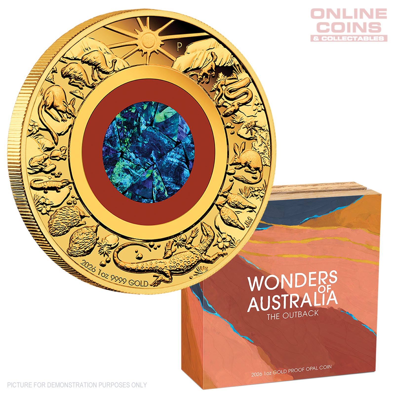 2026 Perth Mint 1oz Gold Proof Opal Coin - WONDERS OF AUSTRALIA - THE OUTBACK