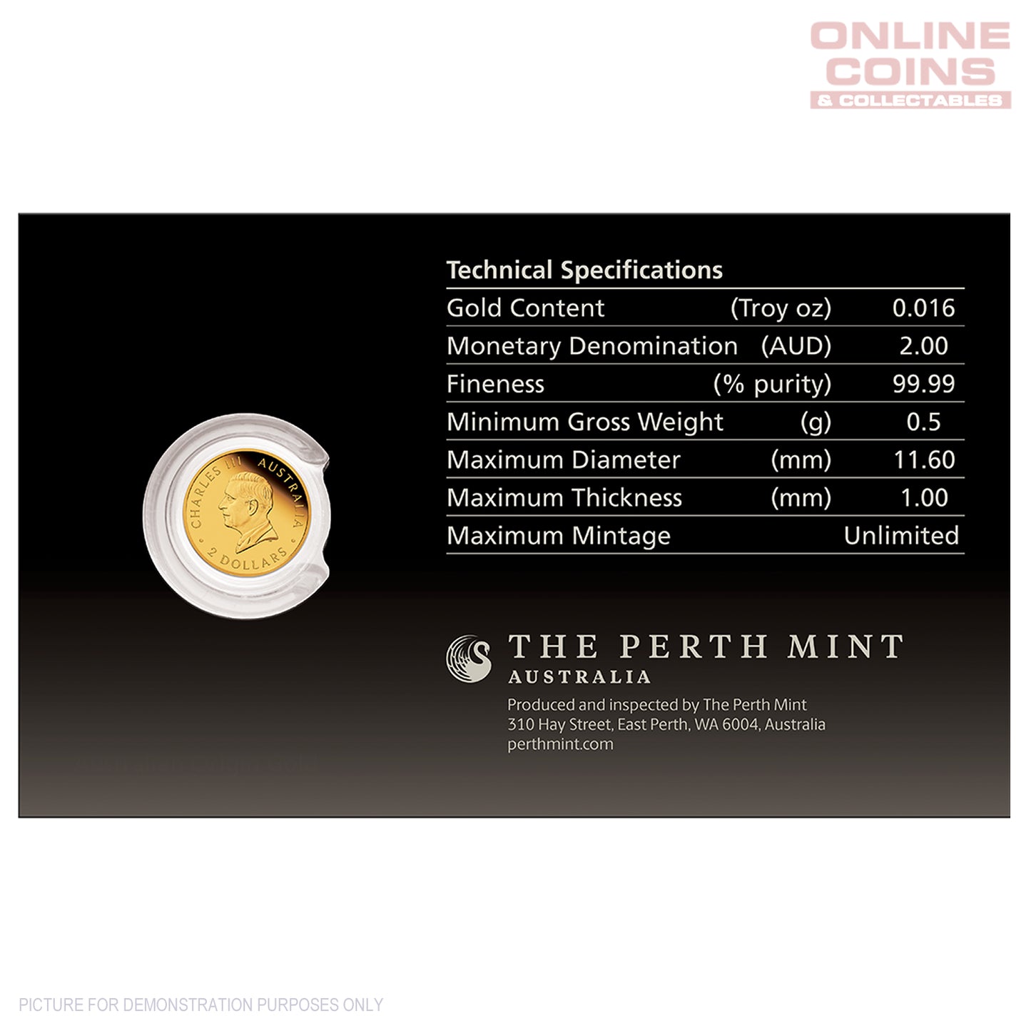 2026 Perth Mint 0.5g Gold Proof Coin in Card - Australian Kangaroo Mini Roo