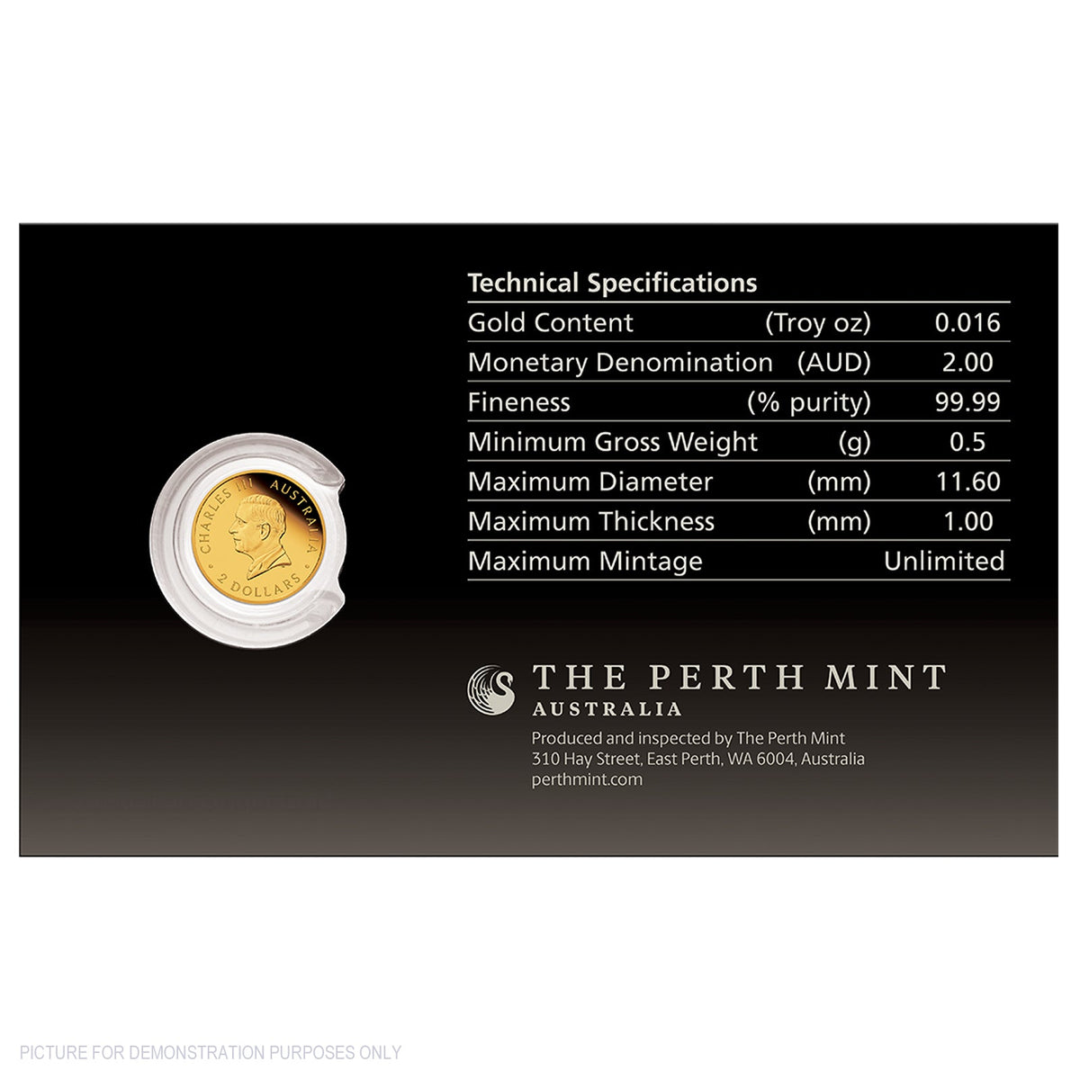 2026 Perth Mint 0.5g Gold Proof Coin in Card - Australian Kangaroo Mini Roo
