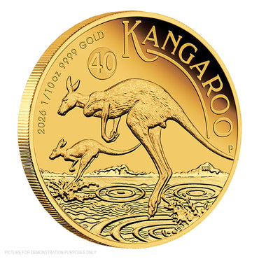 2026 Perth Mint Australian Kangaroo 1/10oz 99.99% Gold Proof Coin