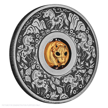 2026 Perth Mint Year of the Horse Rotating Bead Silver Antiqued Coin