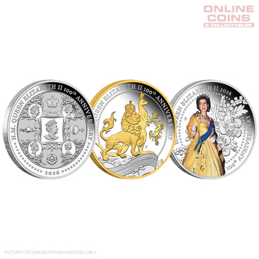 2026 Perth Mint Queen EII 100th Birthday 1oz Silver Proof 3-Coin Set