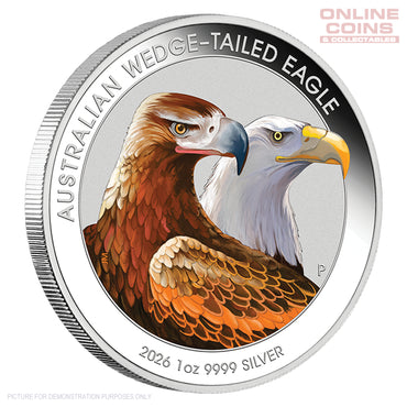 2026 Perth Mint 1oz Silver Coloured Coin in Card - Australian Wedge-Tailed Eagle