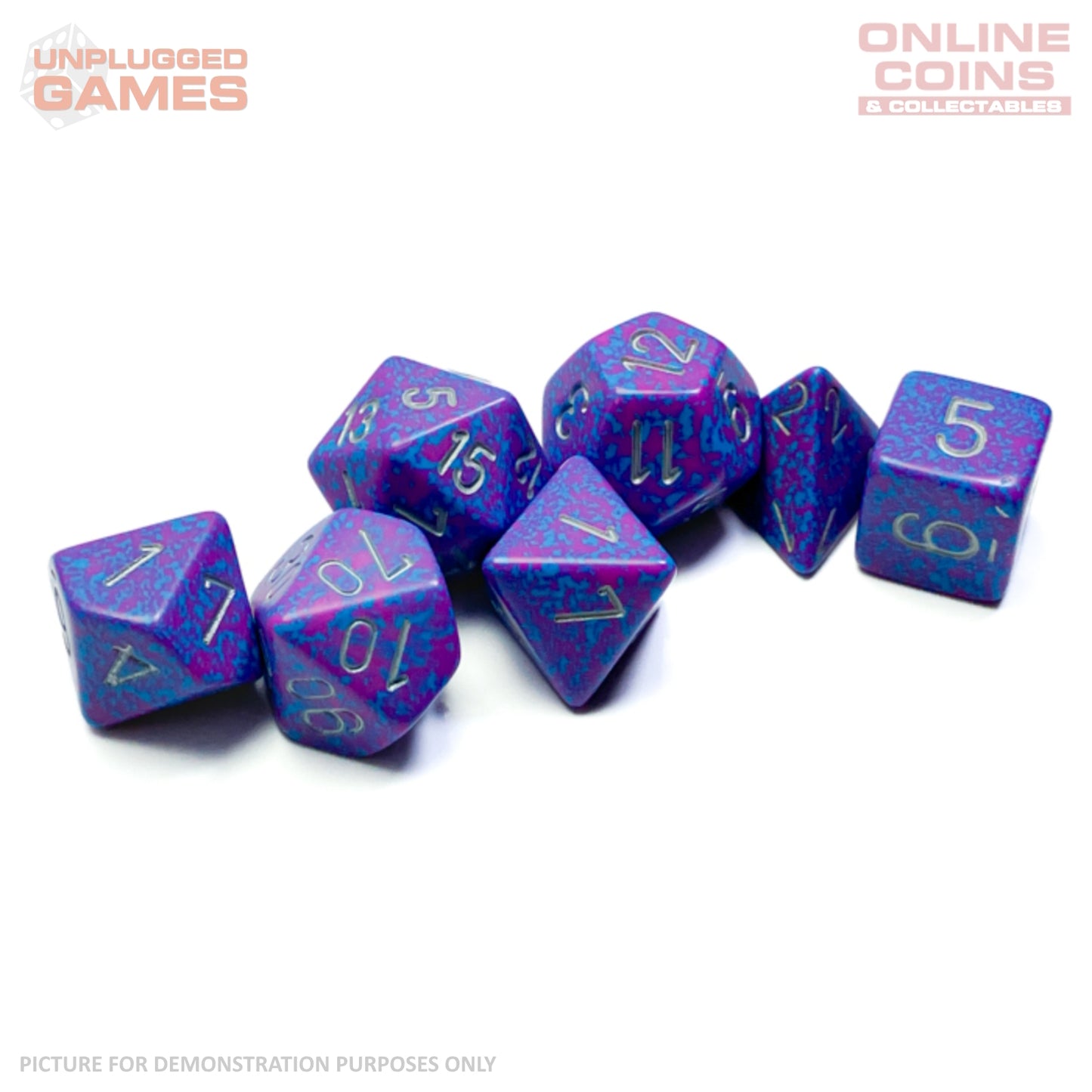 CHESSEX 7-Die Set - Speckled Polyhedral Silver Tetra