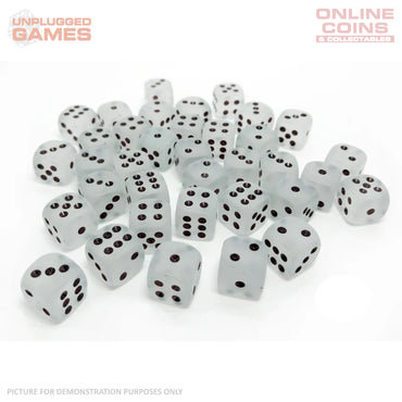 CHESSEX D6 Dice 12mm (36) - Frosted Clear/Black Block