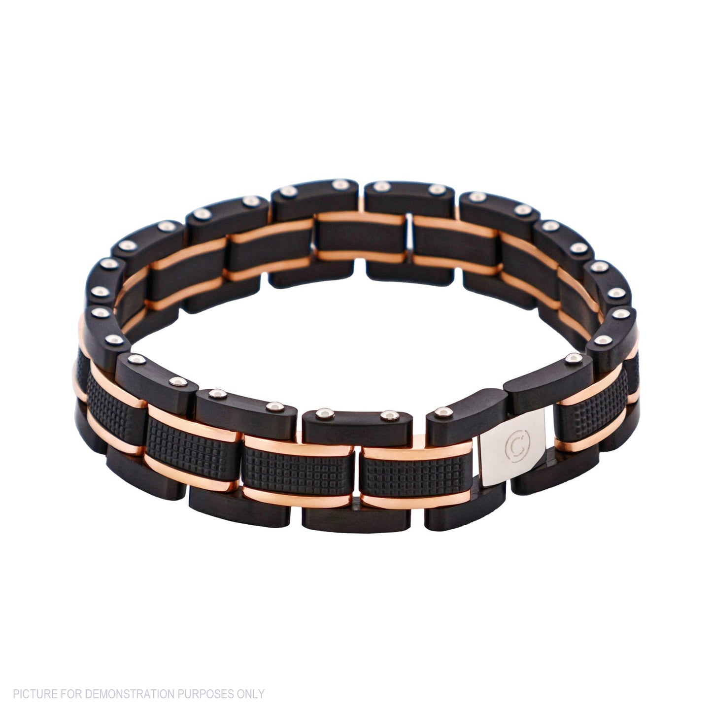 Cudworth Ion Plated Black & Rose Gold Stainless Steel Bracelet