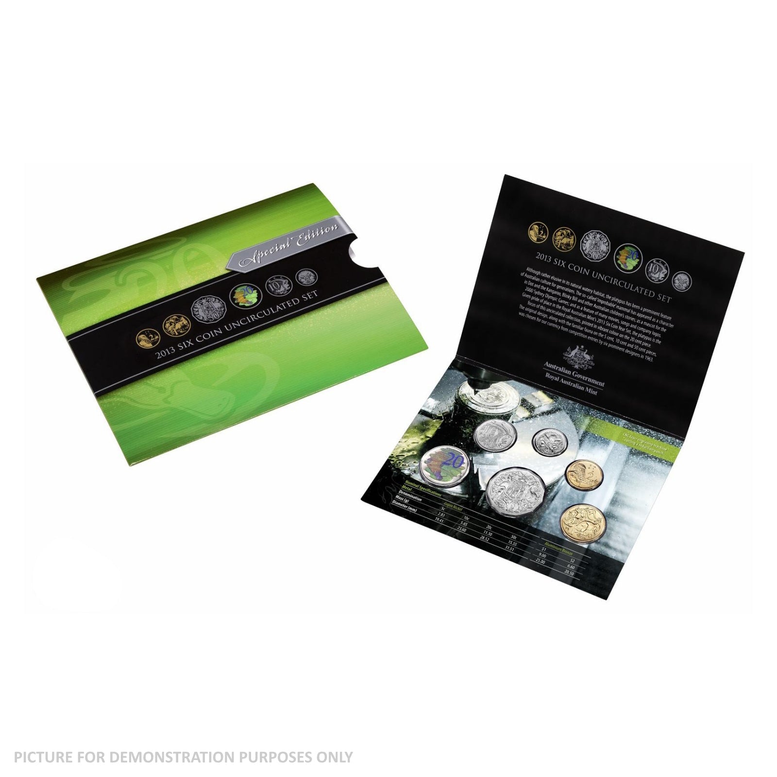 2013 Six Coin Uncirculated Year Set - Special Edition Coloured 20c coin included