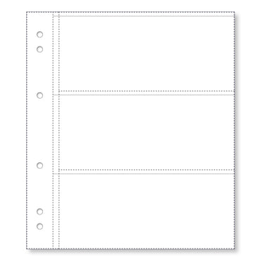 Renniks Banknote Album Plastic Refill Pages - 3 Pockets - Pack of 10