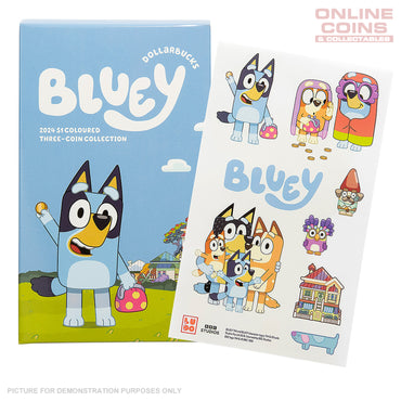 2024 $1 AlBr Coloured Uncirculated Three Coin Set - BLUEY DOLLARBUCKS