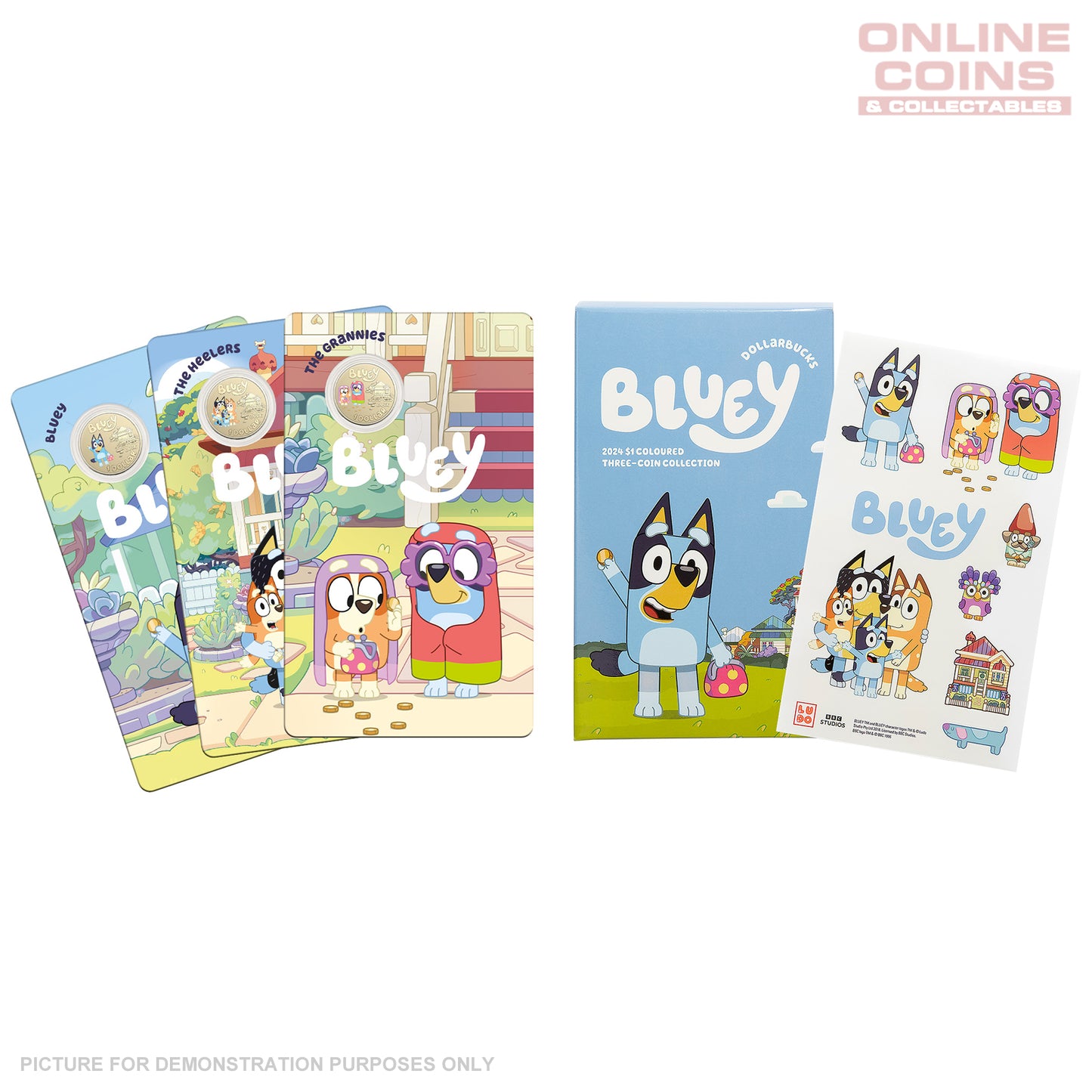 2024 $1 AlBr Coloured Uncirculated Three Coin Set - BLUEY DOLLARBUCKS