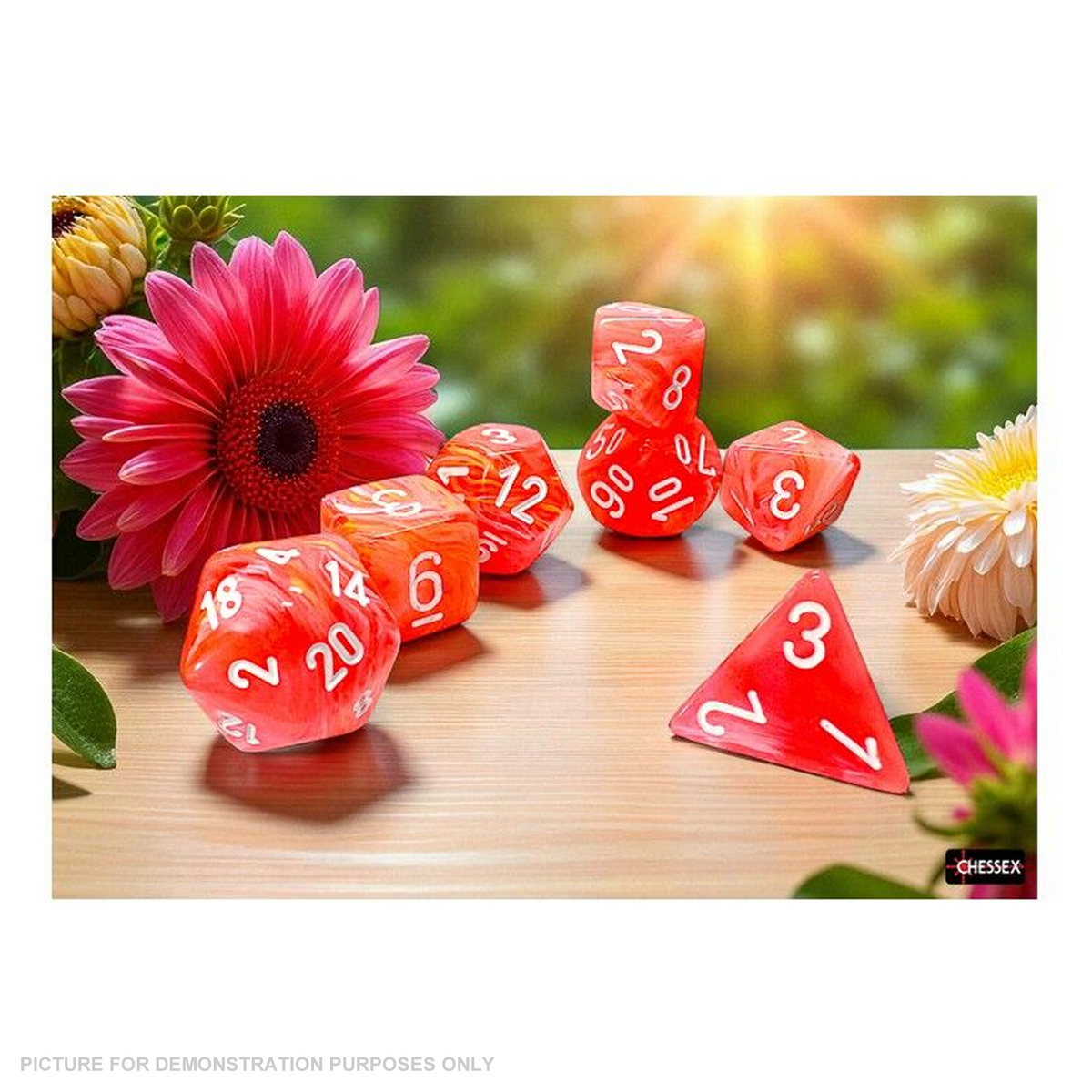 Chessex - Festive Mega-hedral Dahlia White Luminary 7-Die Set