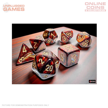 Chessex - Scarab Mega-hedral Blue Blood Gold 7-Die Set
