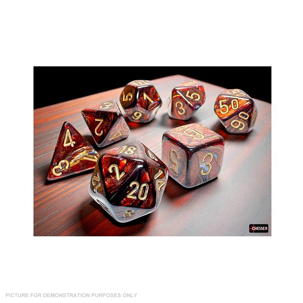 Chessex - Scarab Mega-hedral Blue Blood Gold 7-Die Set