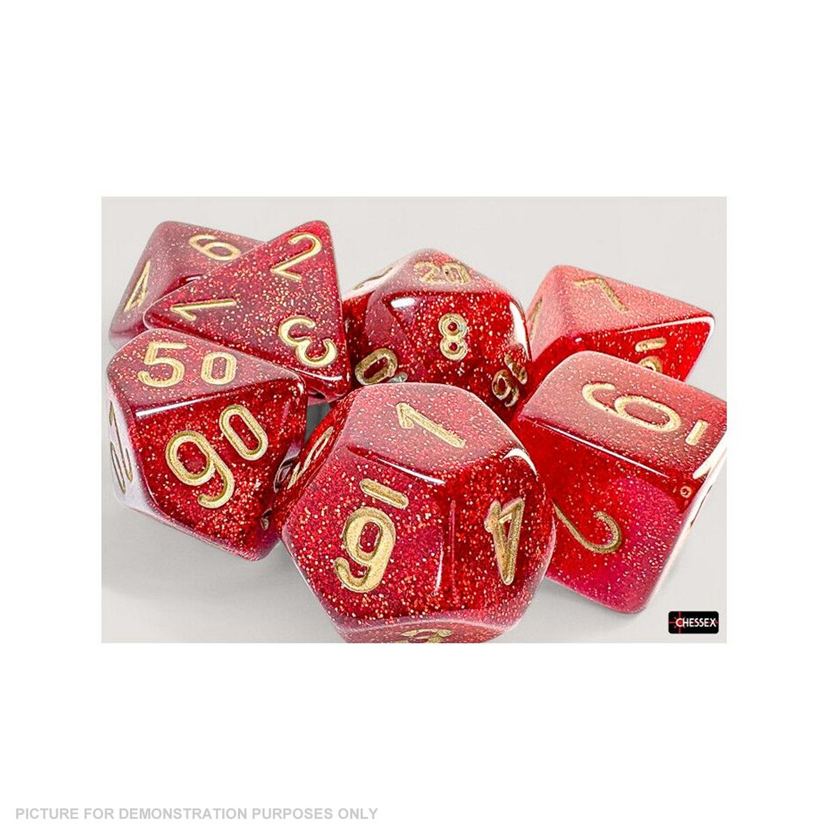 Chessex - Glitter Mega-hedral Ruby Gold 7-Die Set