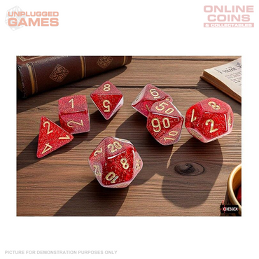 Chessex - Glitter Mega-hedral Ruby Gold 7-Die Set