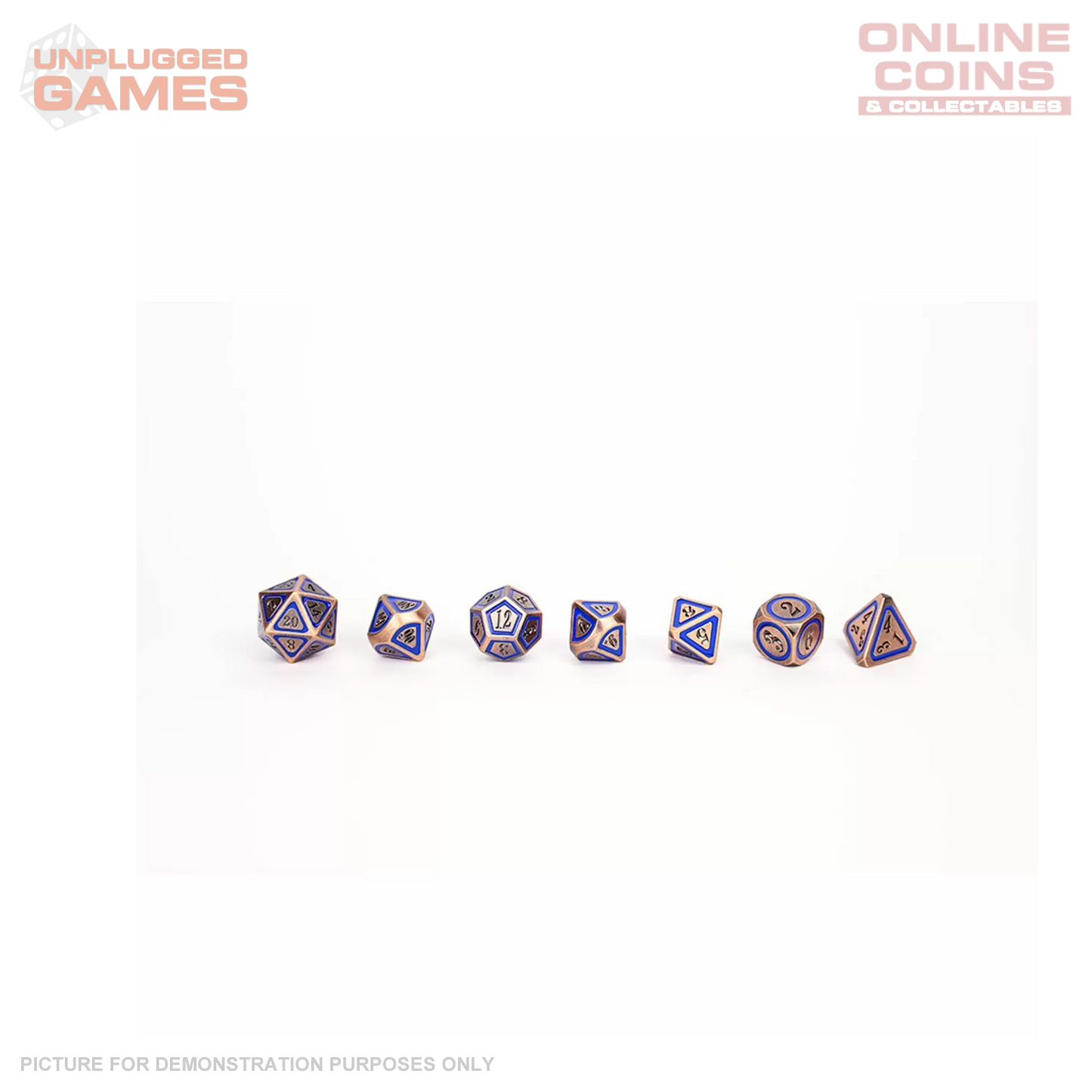 LPG Dice Set - Metal RPG Concentric Blue/Black/Brass