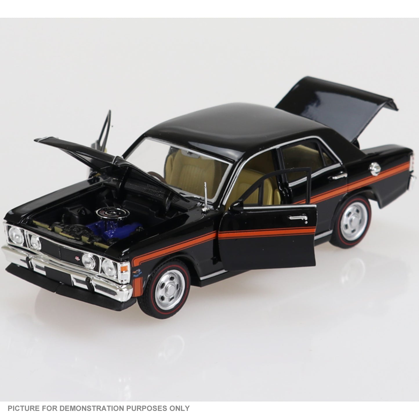 DDA Collectibles Series - 1:32 Black with Orange Stripes FORD XW GTHO Phase II Falcon