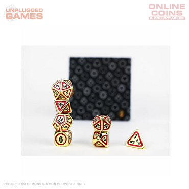 LPG Dice Set - Metal RPG Concentric Black/Red/Gold
