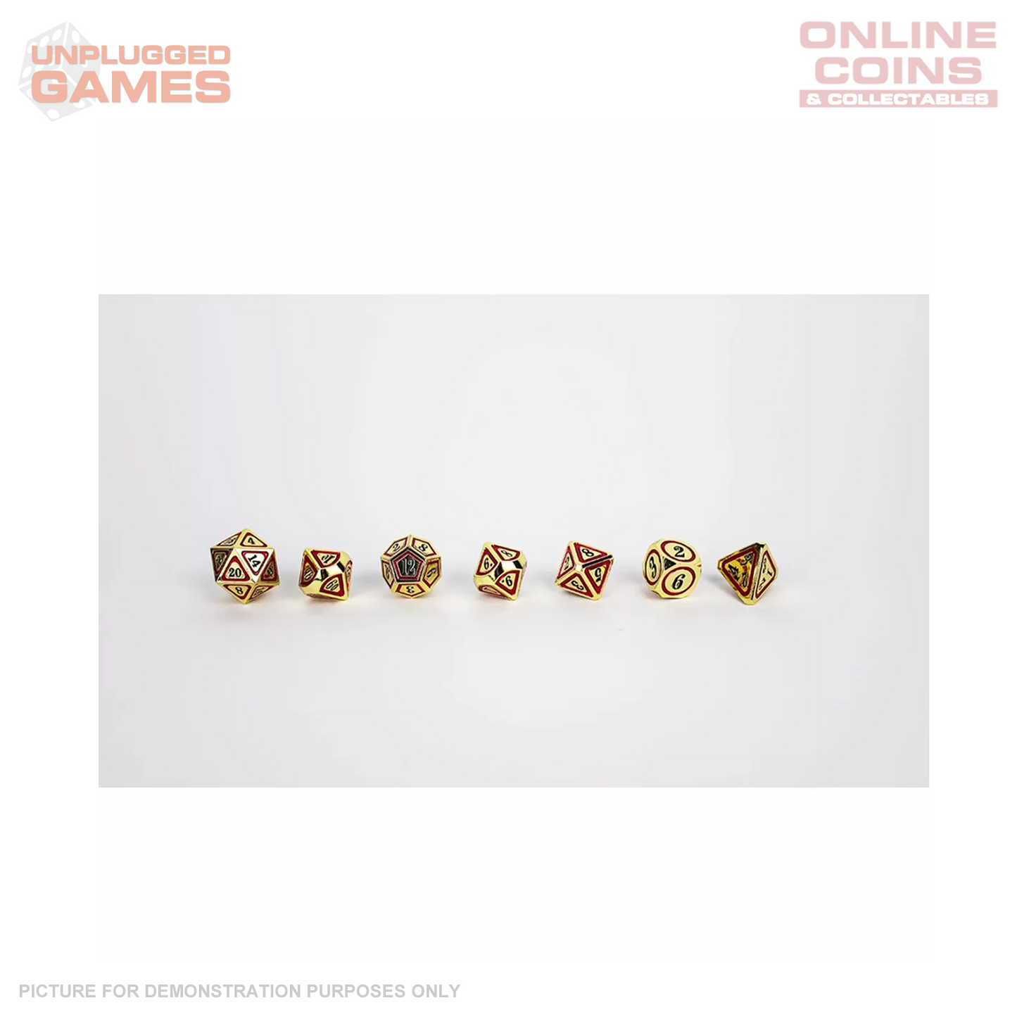 LPG Dice Set - Metal RPG Concentric Black/Red/Gold