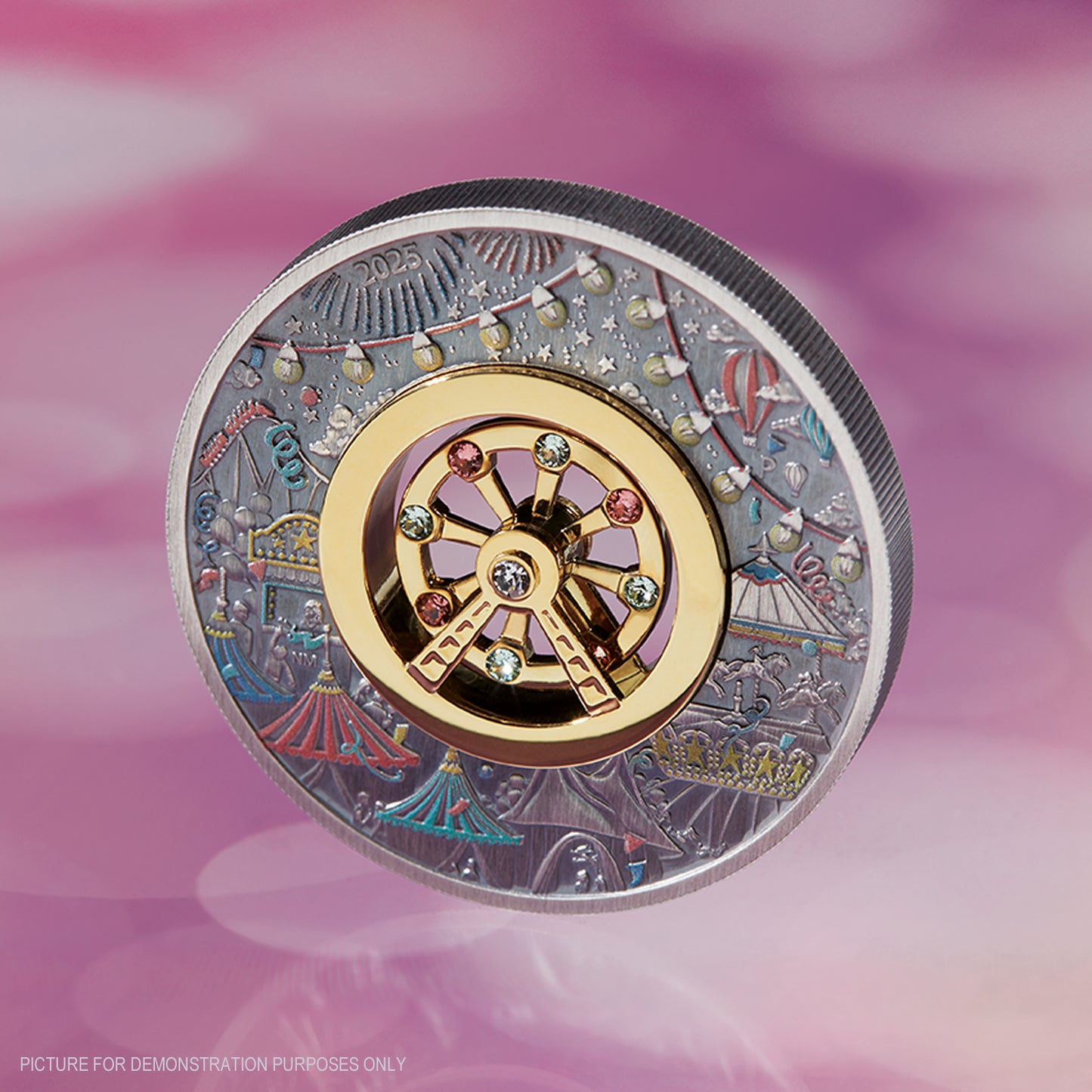 2025 Perth Mint Ferris Wheel 2oz Silver Antiqued Coloured Coin