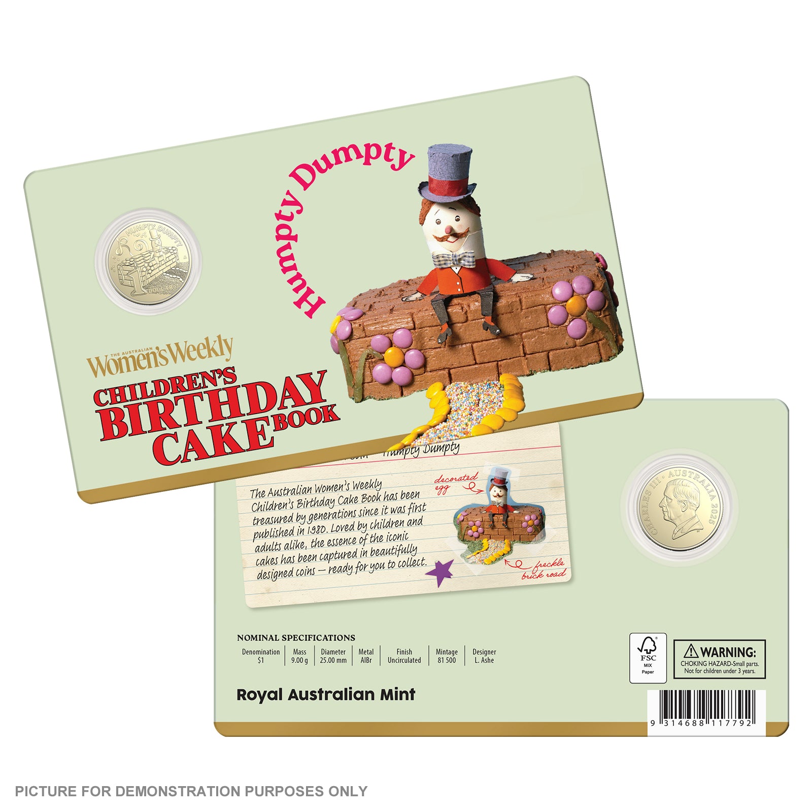 2025 Women's Weekly Birthday Cake - $1 Uncirculated Carded Coin - Humpty Dumpty
