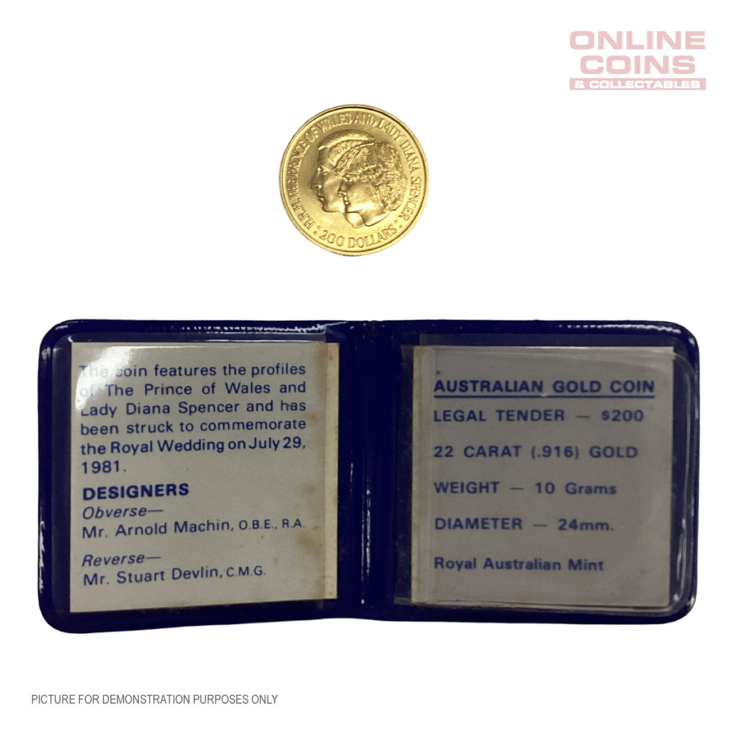 1981 Royal Australian Mint $200 Gold Coin In Flip - Commemorative Royal Wedding