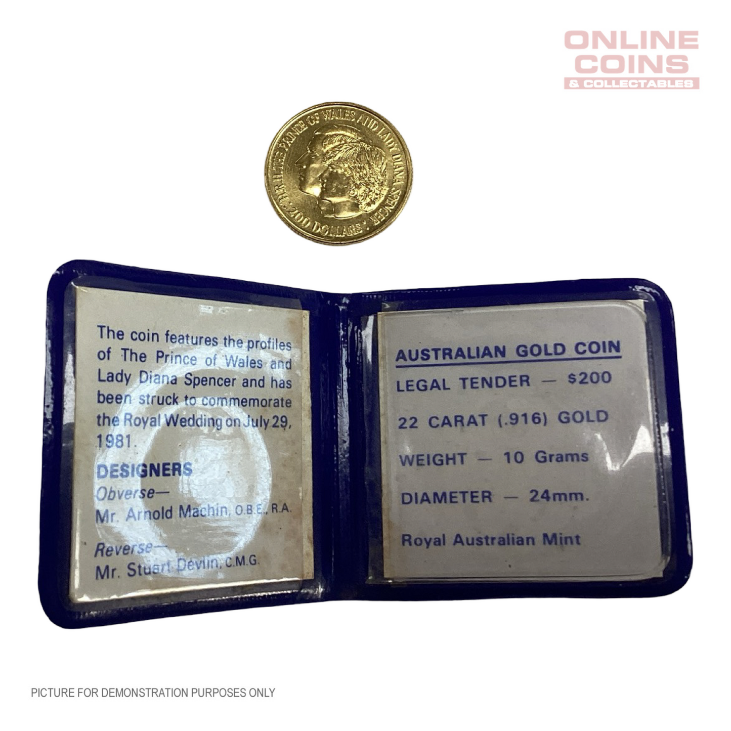 1981 Royal Australian Mint $200 Gold Coin In Flip - Commemorative Royal Wedding
