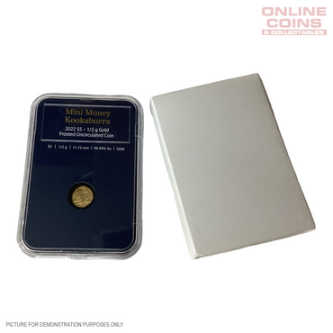 2022 Royal Australian Mint Mini Kookaburra 1/2gram (0.5g) Gold Frosted Uncirculated Coin