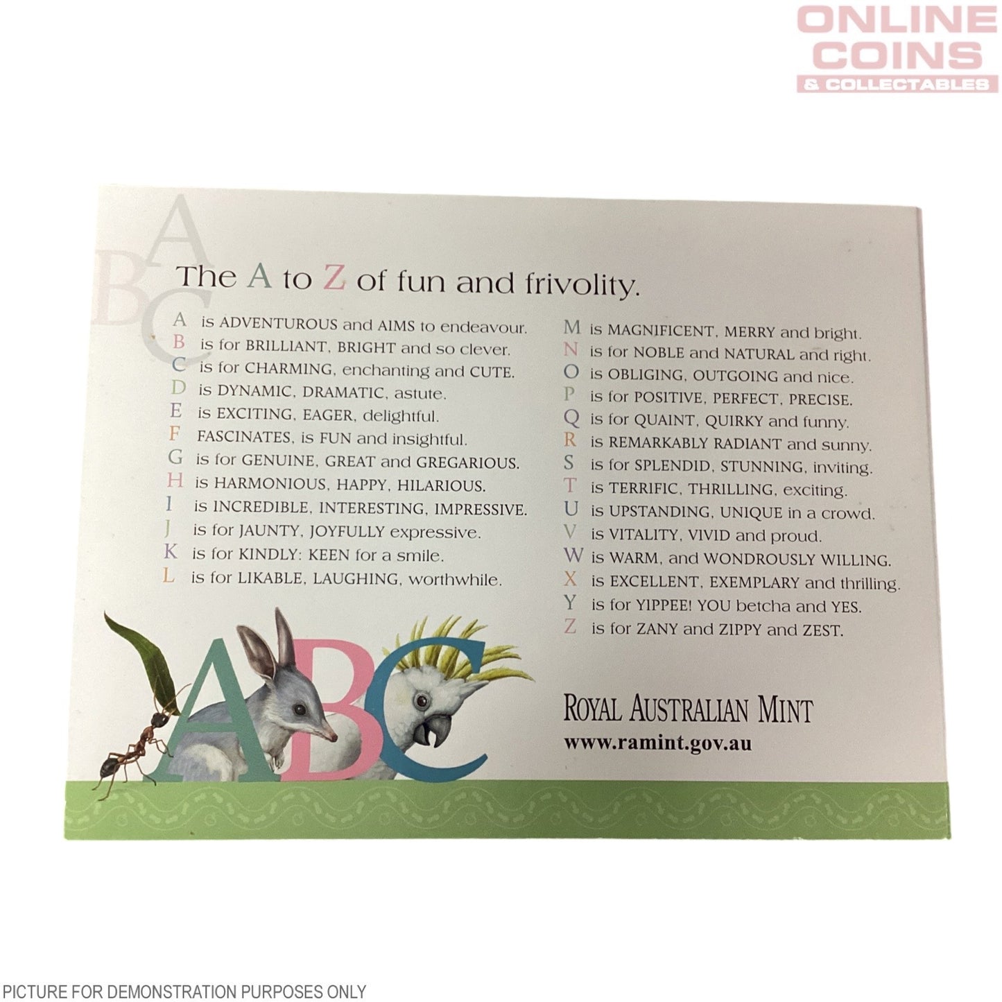 2015 Royal Australian Mint Uncirculated Baby Coin Set - Alphabet