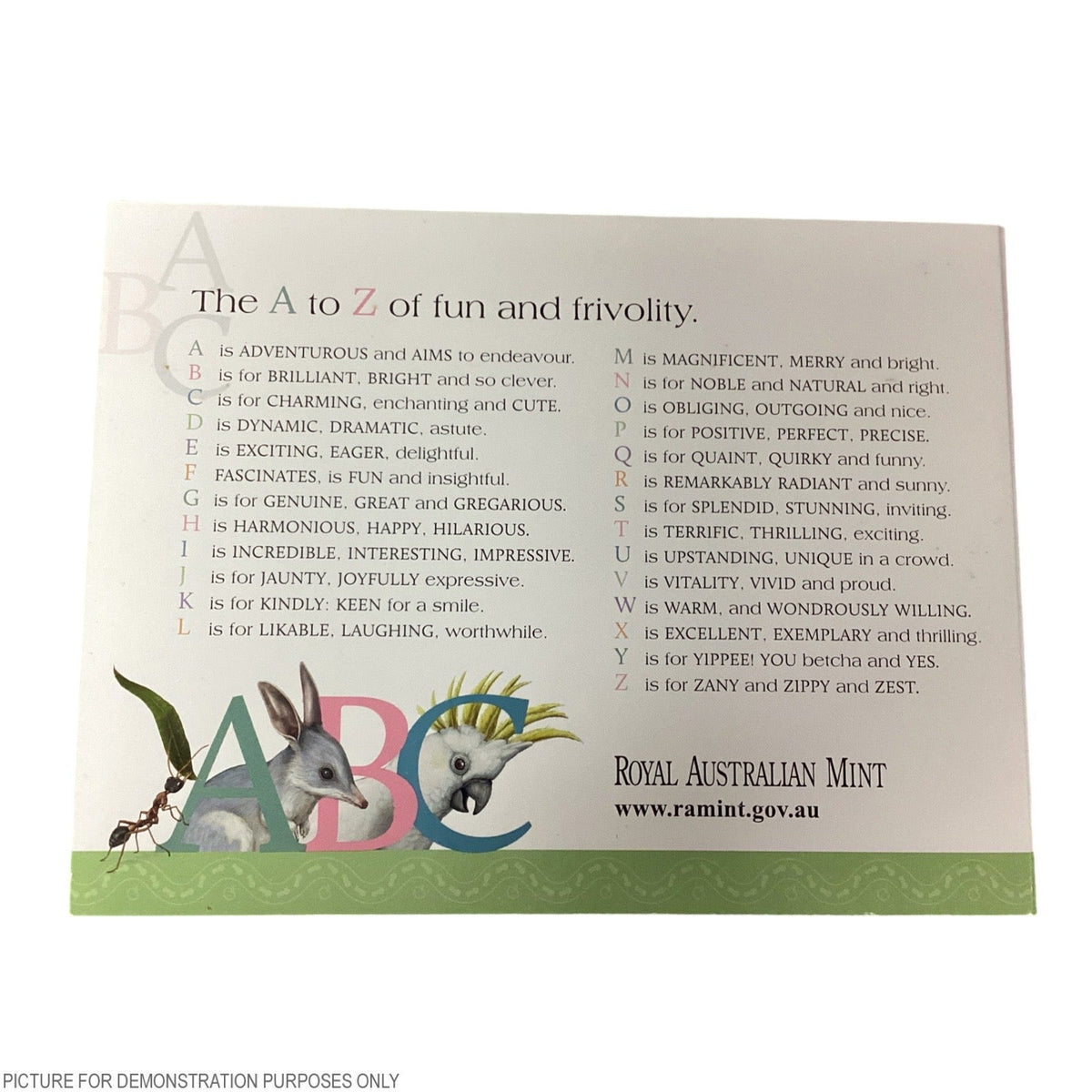 2015 Royal Australian Mint Uncirculated Baby Coin Set - Alphabet