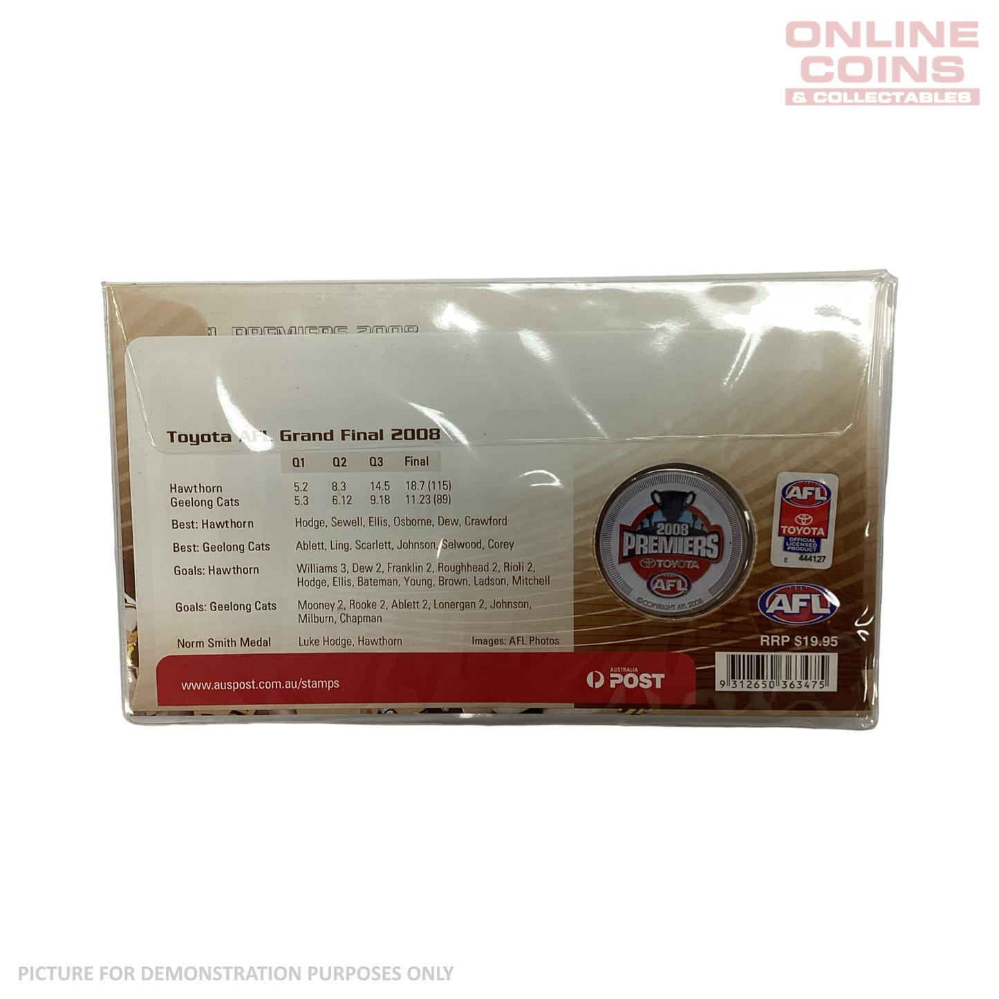 2008 - Australia Post - AFL Premiers Hawthorn Hawks PNC with Medallion