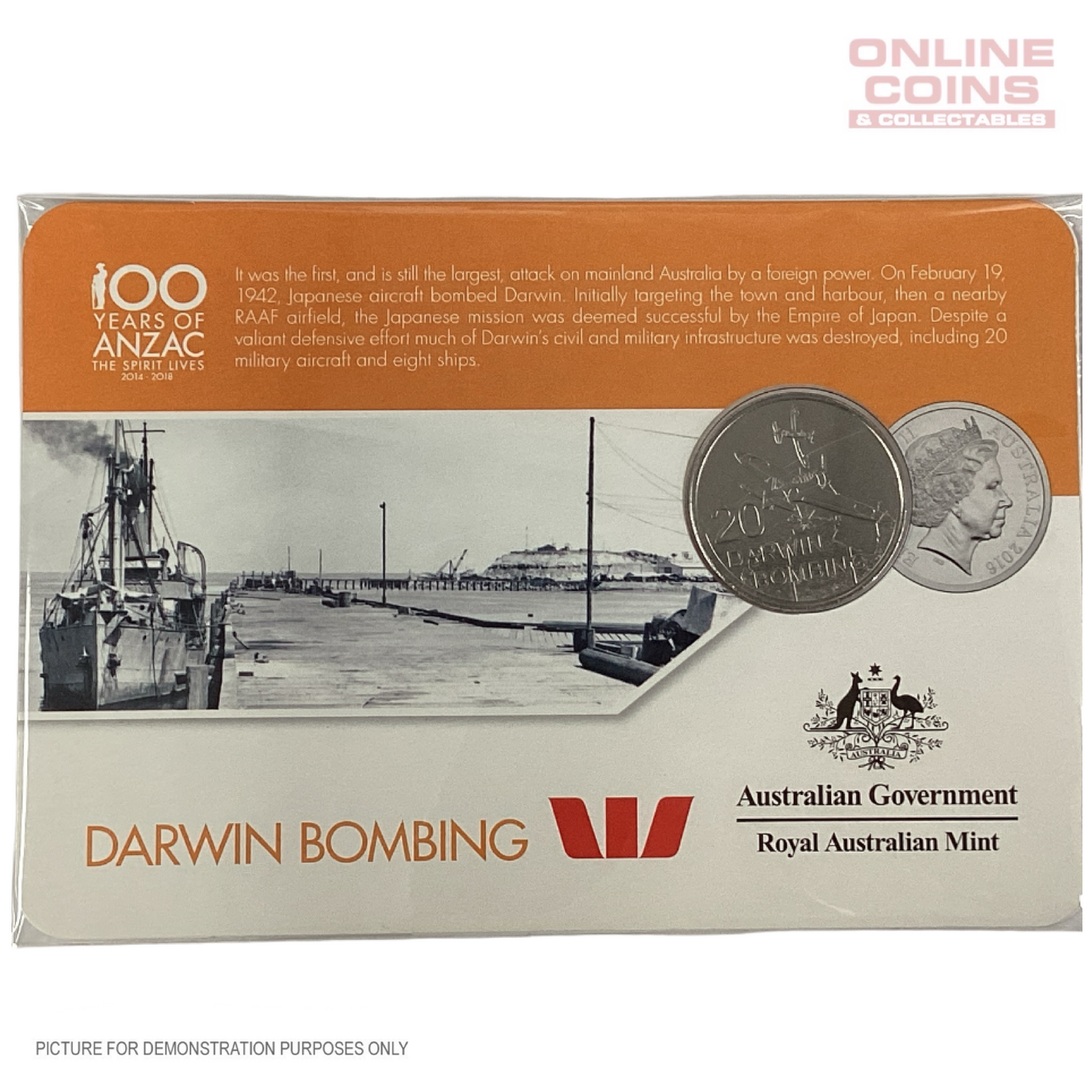 2016 - Royal Australian Mint - 100 Years of ANZAC - Darwin Bombing