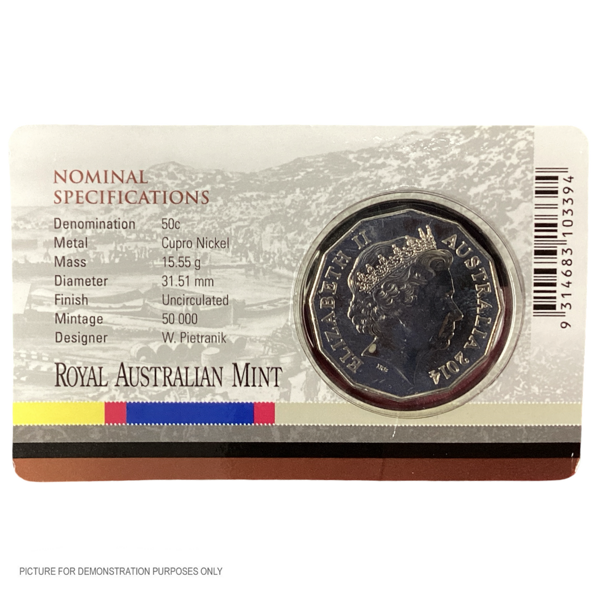 2014 UNC 50c - Australia at War - Gallipoli Campaign