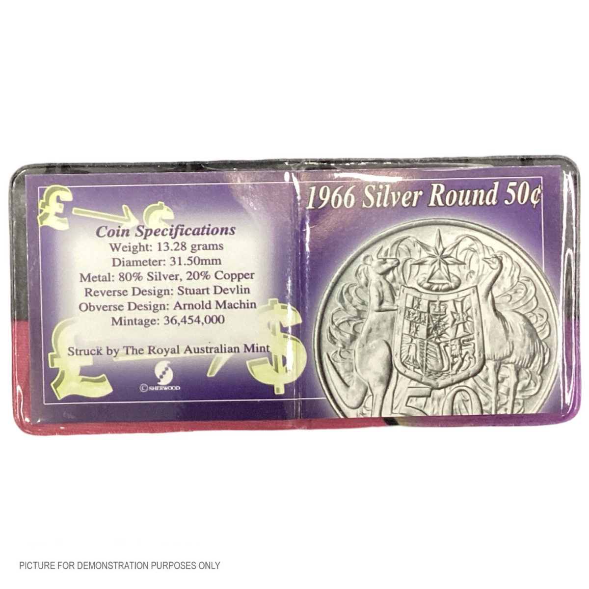 1966 Round 50c Coin in Sherwood packaging