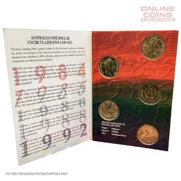1984-1992 Royal Australian Mint - UNC $1 Five Coin Set