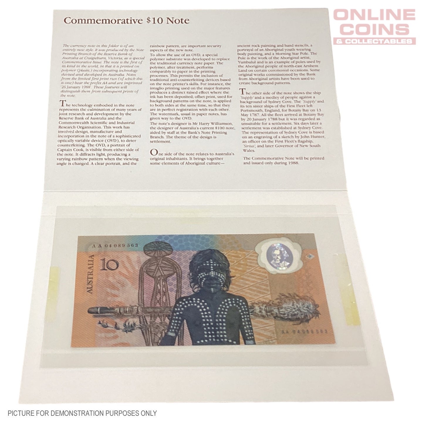 1988 Bicentenary Polymer $10 Note in Folder