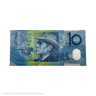 1993 UNC $10 Evans/Fraser Polymer Note - Blue Dobell (Australia)