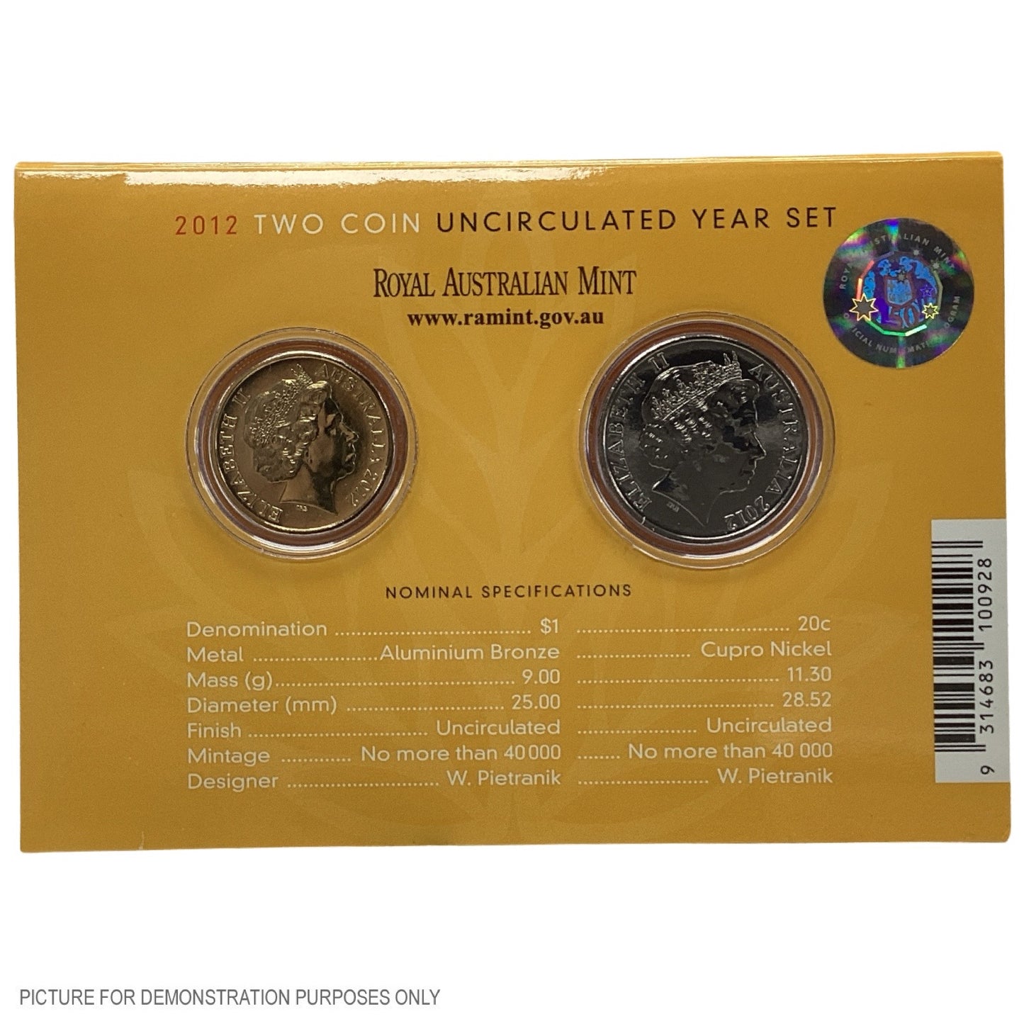2012 Australian Wheat - Fields of Gold - Uncirculated 2 Coin Set