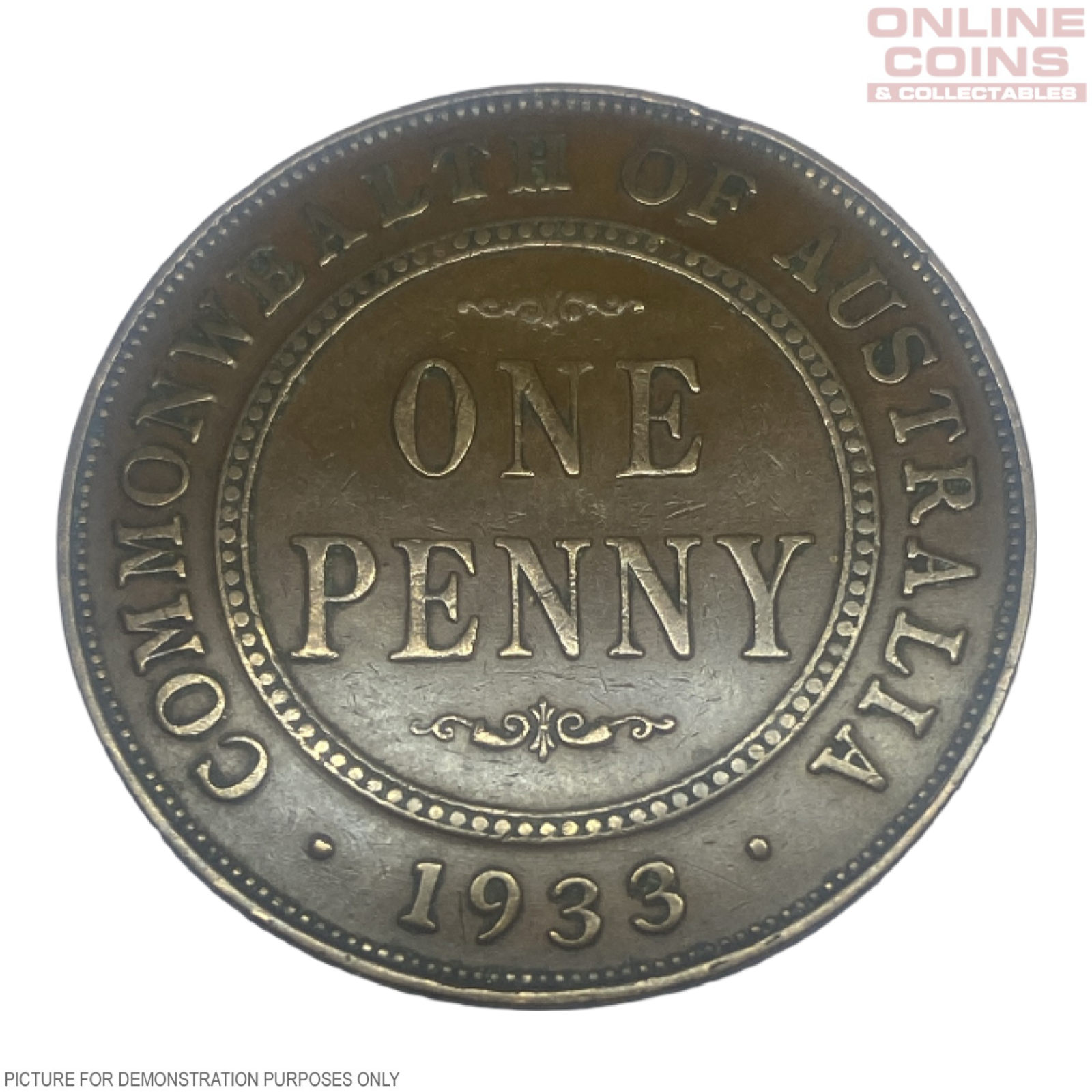1933 / 32 OVERDATE Australian Penny - Very Fine +