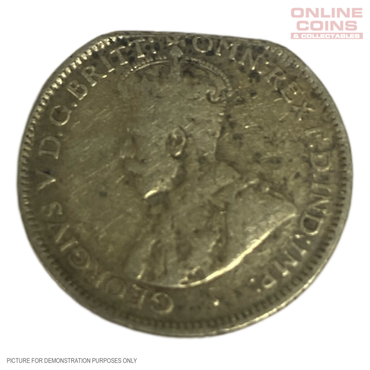 1926 Australian Silver Sixpence - ERROR - Single Straight Clip