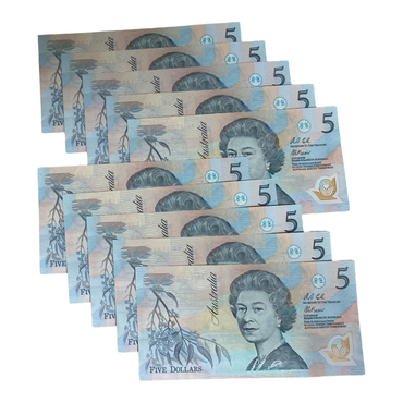 1992 Fraser Cole Australian $5 Notes - Uncirculated Run of 10