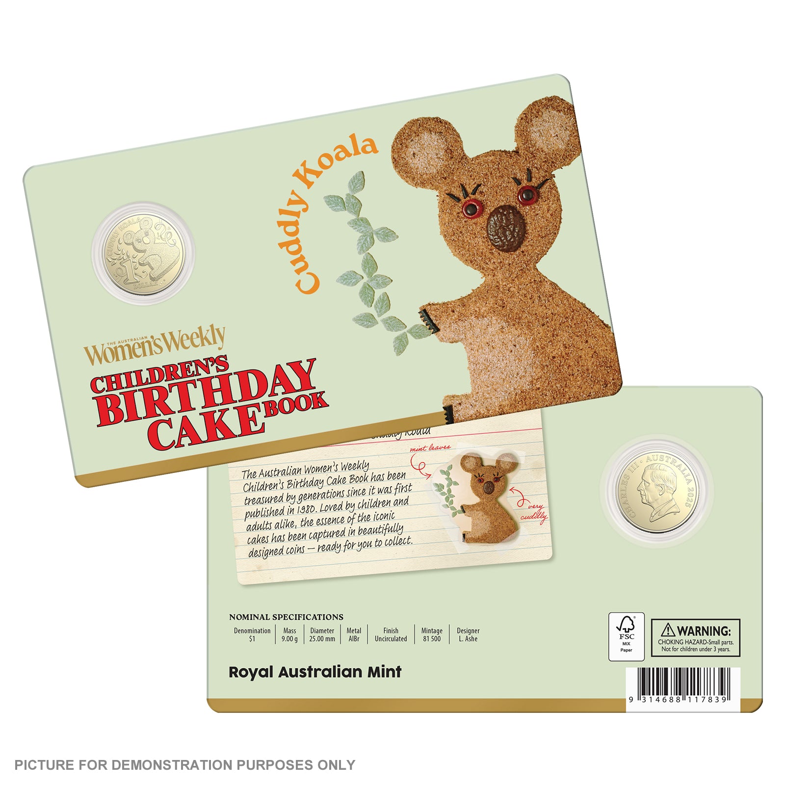 2025 Women's Weekly Birthday Cake - $1 Uncirculated Carded Coin - Cuddly Koala