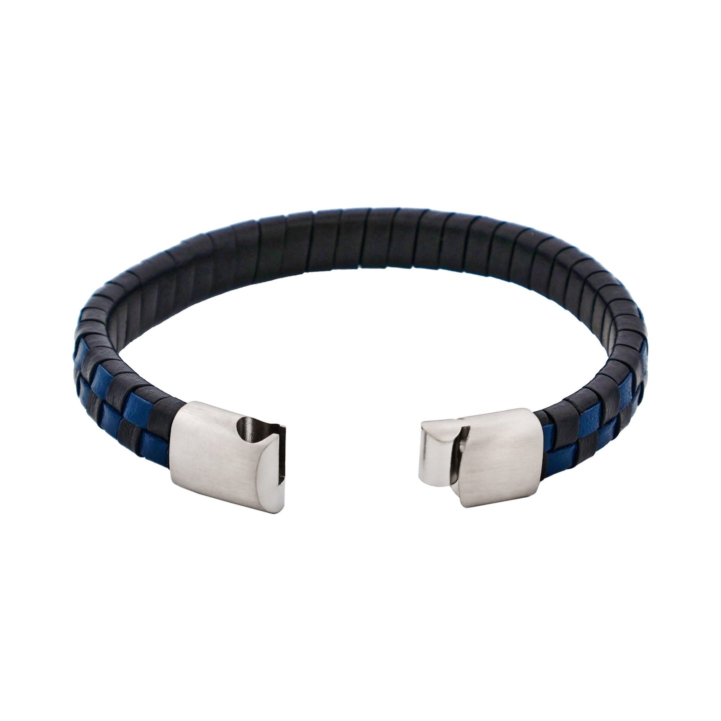 Cudworth Savage – Blue & Black Braided Leather & Stainless Steel Bracelet