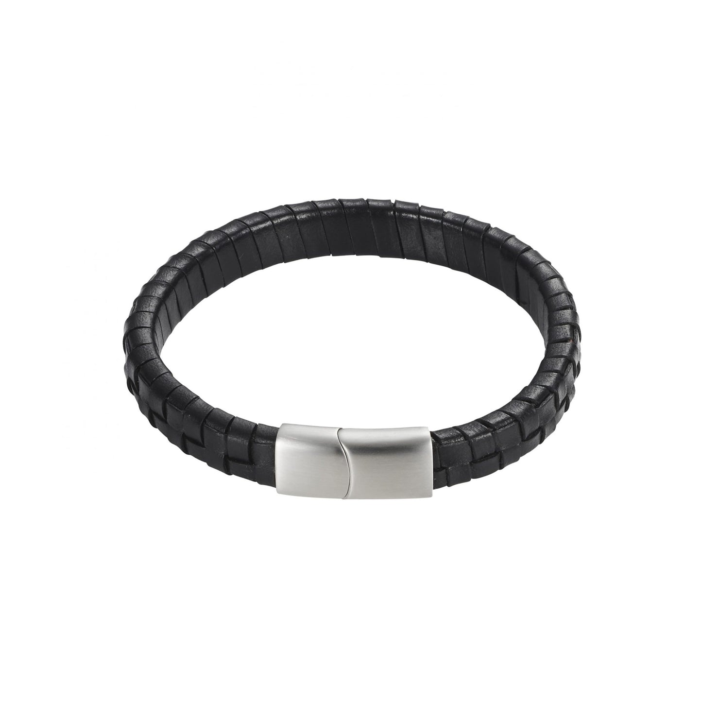 Cudworth Savage – Black Braided Leather Stainless Steel Bracelet