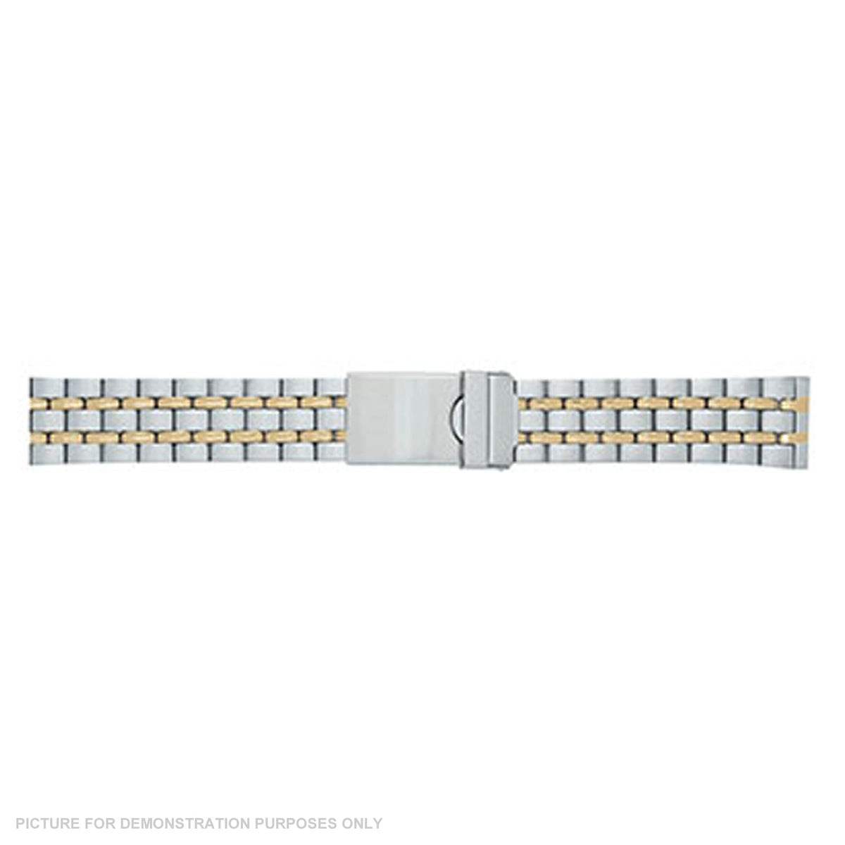 Gents 20mm Stainless Steel Two Tone Watch Strap with Safety Clasp