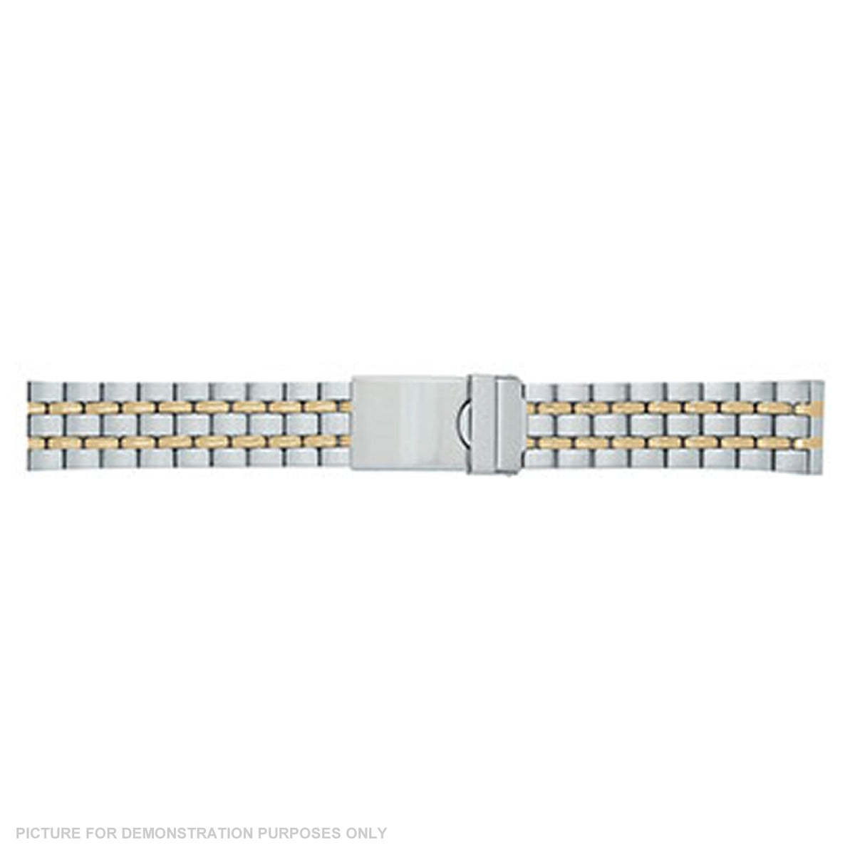 Gents 22mm Stainless Steel Two Tone Watch Strap with Safety Clasp