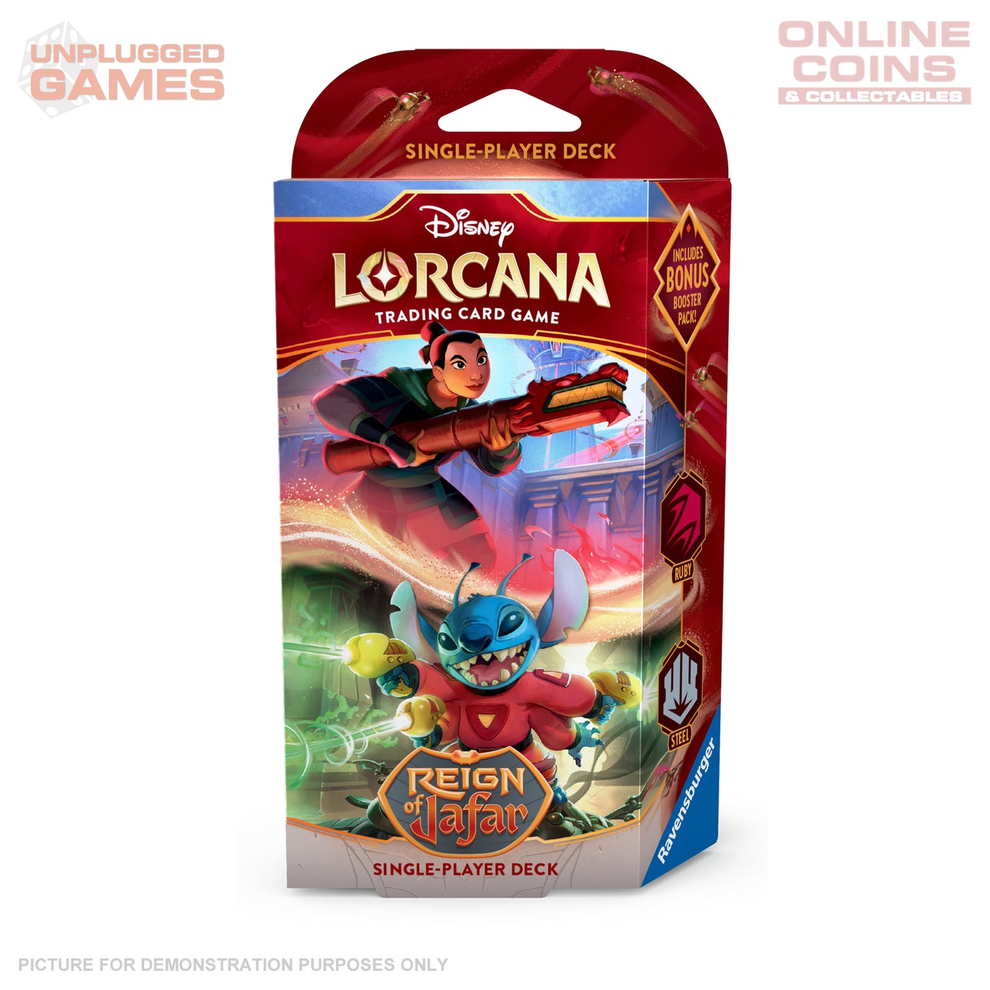Lorcana - Series 8 DLC Reign of Jafar - Starter Deck - Ruby/Steel - MULAN & STITCH