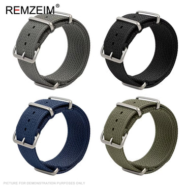 REMZEIM Ribbed Nylon NATO Style Watch Strap - KHAKI
