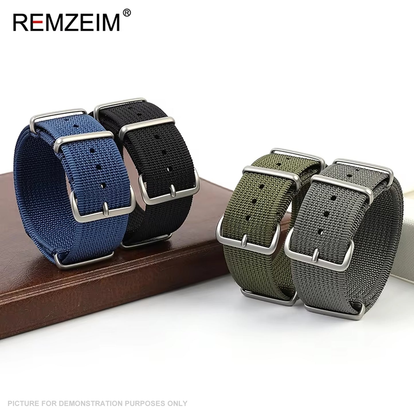 REMZEIM Ribbed Nylon NATO Style Watch Strap - ORANGE